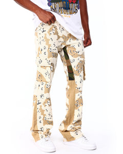 Khaki Guerilla Camo True Stacked Cargo Pants