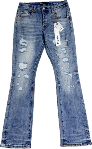 Purple Brand Stacked Blue Distressed Jeans