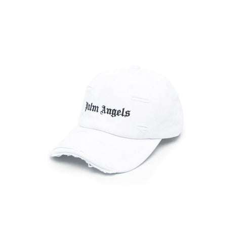 Palm Angels White Distressed Hat